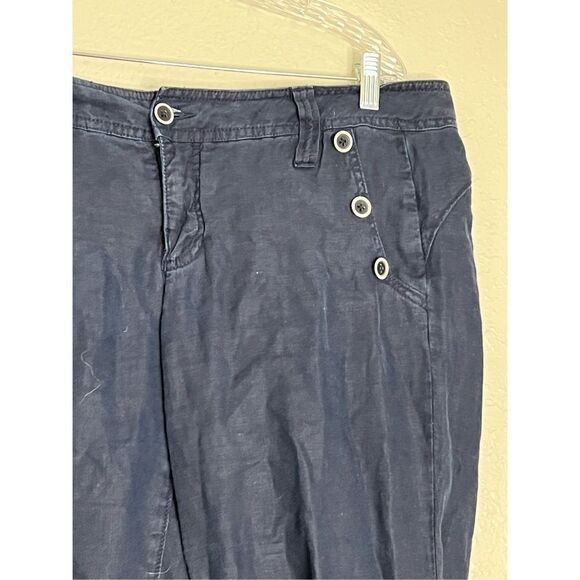 Cabi Linen Crop Pants Navy Blue Nautical Beach Capri Loose Fit Style #192 10 - Picture 5 of 5
